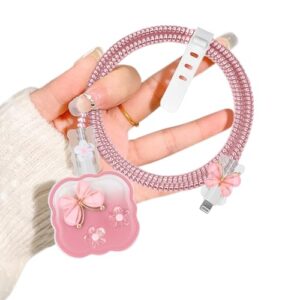 Wave Charger Cable Protector for Apple 20W USB-C Power Adapter with Cute Butterfly Flower Pattern