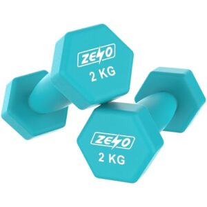 ZENO Dumbbells Set Of 2 | Dumbbells for Women | Hexagon Neoprene Weights | Hand Weights for Women | Anti-Slip & Sweat Resistant Dumbells