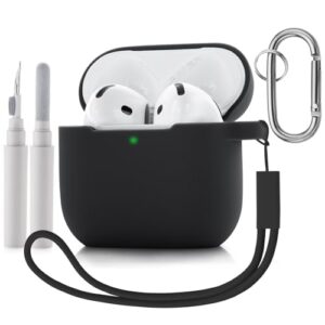 Tuocal Case Cover Compatible with AirPods 4 Case with Keychain Cleaner Kit