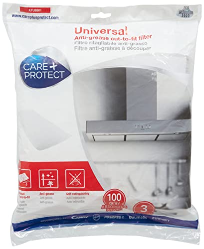 CARE+PROTECT Cooker Hood Filter - Universal - Cut-to-Size - Anti-Grease - Anti-Odour - Self-Extinguishing - Size 47x97 cm - Absorbency 100 g-sq-m            [Energy Class A+]