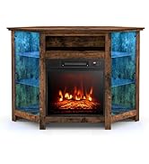 COSTWAY Electric Fireplace Insert TV Stand, Entertainment Center Console Table with 3-level Flame...