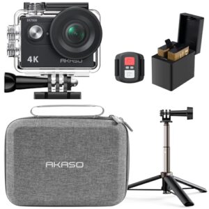 AKASO EK7000 Action Camera Selfie Stick Bundle - Includes 4K30FPS EK7000 Underwater Camera