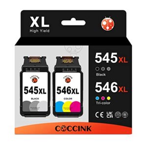 COCCINK PG-545 XL CL-546 XL Ink Cartridges Replacement for Canon TS3355 TS3350 TS3150 TS3351 TR4500 TR4550 TR4551 TR4650 TR4651 MG2550 for Canon 545XL 546XL Ink Cartridges Black and Colour High Yield