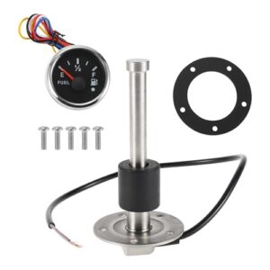 INFINAUTO Fuel Sending Unit and Gauge Kit 130mm Length Boat Fuel Sending Unit Marine Fuel Sender Unit Metal Black Silver Tone 240-33 Ohm