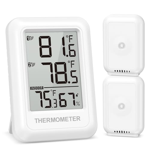 Ankilo Indoor Outdoor Thermometer Wireless with 2 Transmitters Up to 100m/328ft