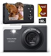WOLFANG Digital Camera, 2.7K Kids Camera for Photography, 50MP Compact Vlogging Camera, 16X Digit...