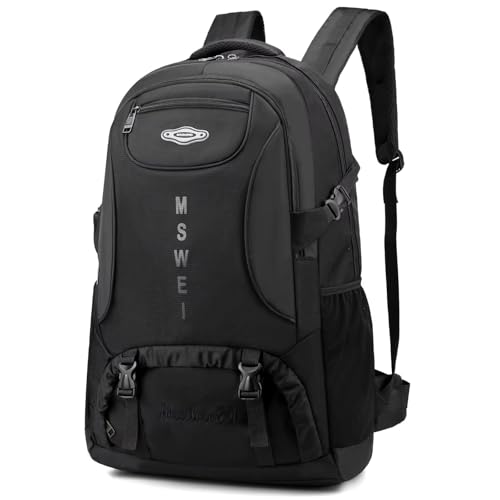 Ezmina 65L/85L Hiking Backpack Large Rucksack for Men and Women Black Camping Backpack Waterproof Hiking Daypack Trekking Bag for Travelling Touring Climbing Outdoor Spo