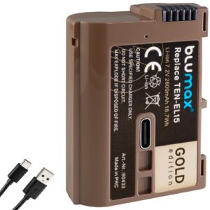 blumax Replacement Battery for Nikon EN-EL15 | 2600mAh -| EN-EL15c EN-EL15b EN-EL15a with USB Type-C Charging Port for Z5 D850 D7500 - Z8 Z7 II Z6 III Zf