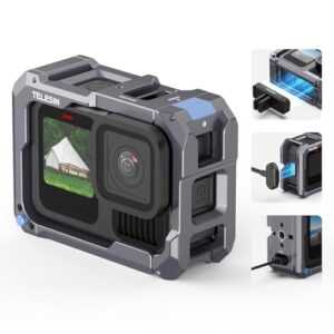 TELESIN Aluminum Alloy Protective Frame Case for Go Pro Hero 13 12 11 10 9 Black