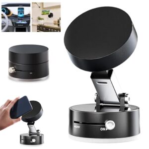 Newvenper Vacuum Magnetic Phone Holder Updated Suction Cup Phone Mount Foldable Multi-scenario Application 360° Adjustable Magnetic Phone Holder for Gym/Kitchen/Bathroom/Car/Desktop(Black)