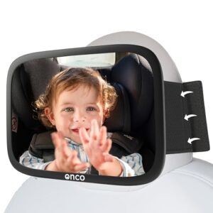 Onco Baby Car Mirror for Fixed Headrests - 100% Shatterproof & Shakeproof