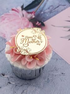 6x Mother's Day Acrylic Cupcake Toppers - Gold Acrylic Cake Decoration by 3 Little Desserts (Style 10 Gold)