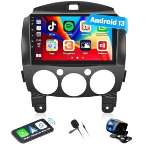 CAMECHO 2G+32G Android 13 Car Radio for Mazda 2 2007-2014 with Wireless Carplay Android Auto Mirrror Link