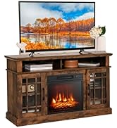 COSTWAY 27”/68cm Electric Fireplace, 3-Sided Fireplace Heater with 3-Level Flame, Thermostat, 0.5...