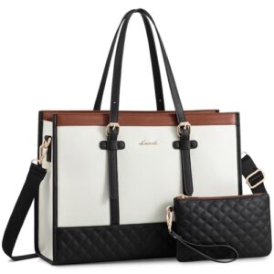 LOVEVOOK 15.6 Inch Laptop Bags for Women with Leather & Canvas