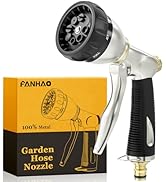 FANHAO Professional Heavy Duty Garden Hose Spray Gun, 100% Metal Thumb Control Hose Gun with 8 Sp...