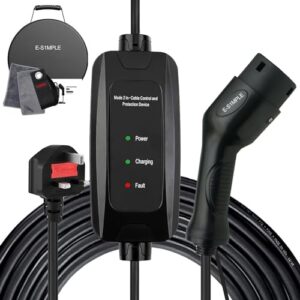 E-S1mple EV Charger Cable Type 2 to 3 Pin Plug [ 7.5M
