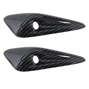 ECSiNG 2PCS Car Signal Side Camera Protection Cover Compatible with Tesla Model Y and Model 3 2024 HW4.0 163x54mm Glossy Carbon Fiber Patte