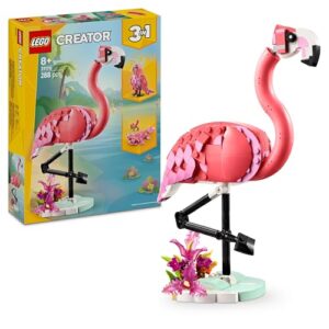 LEGO Creator 3in1 Wild Animals: Pink Flamingo Toy - Transforms into a Cockatoo Parrot Figure or Axolotl - Creative Building Set for Kids