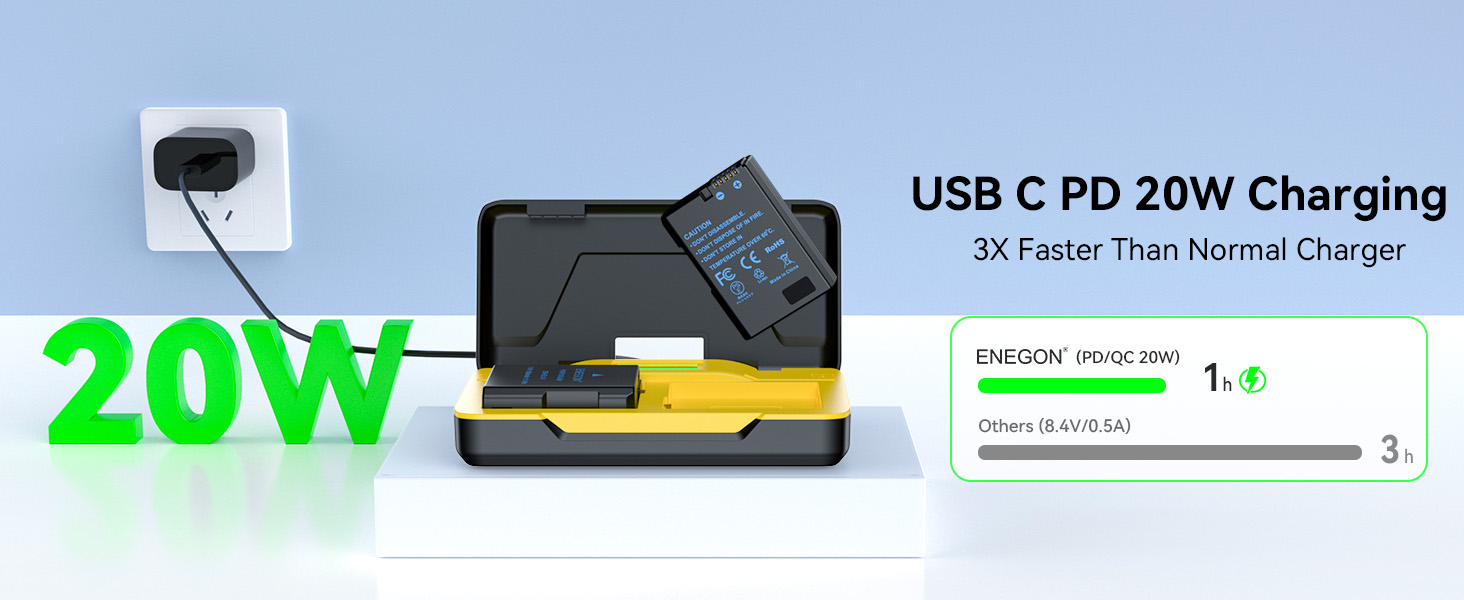ENEGON Replacement batteries and charger for nikon en-el14
