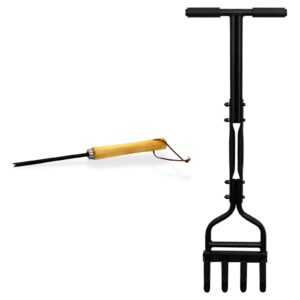 Crystals Hollow Tine Lawn Aerator Tool – Long Handle Grass Aerator with 18mm Core Prongs for Compact Soil