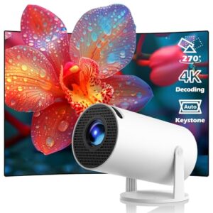Mini Projector WiFi6 Bluetooth 5.0 Portable Projector Full HD 4K Support with Automatic Vertical Keystone Correction 270° Rotation Projector and Android 11.0 Smart Projecto