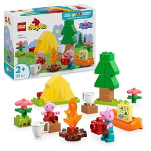 LEGO DUPLO Peppa Pig Camping Trip with Daddy - Montessori Toys for 2+ Year Old Girls & Boys - incl. a Tent