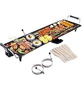 COSTWAY Electric XXL Teppanyaki Table Grill, 90 x 23CM Non-stick Griddle with Adjustable Temperat...