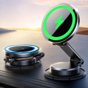 JOYROOM for MagSafe Car Mount Charger for Dashboard [All Metal & Foldable] 15W Fast MagSafe Car Charger
