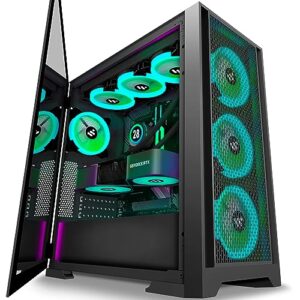 ANSAITE PC Case Pre-Install 7 PWM ARGB Cases Fans