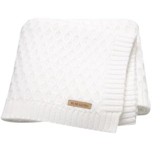 Neiwech Baby Blanket Boy Girl Knit Soft Swaddle Receiving Blankets for Newborn Nursery Infant Crib Stroller 100 * 80cm White