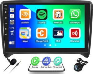 CAMECHO 2G+64G Android Car Stereo Radio for Audi TT MK2 8J 2008 2009 2010 2011 2012 2013 2014 Wireless CarPlay Android Auto 9 Inch Touch Screen Bluetooth GPS Sat Nav Backup Camera WiFi Mirror Link