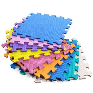 Interlocking Play Mats for Floor | Eva Baby Foam Play Mat 9pcs | Large 29.5 X 29.5 X 0.75 cm Baby Floor Mats Padded | Non-Slip & Non-Toxic Kids Mat | Multicolour Playma