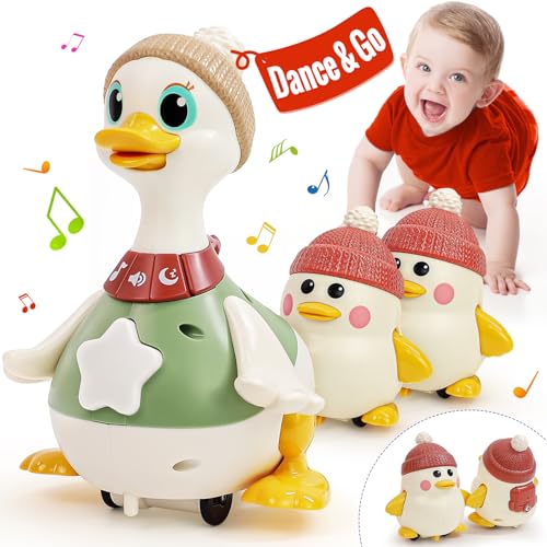 HOLA Baby Toys 0-6-12 Months Tummy Time Toys Dancing Duck Family