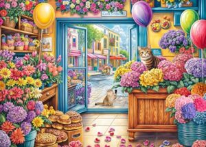 Puzzles 1000 Pieces for Adults jigsaw puzzles for adults 1000 Piece Puzzle Classic Educational Games -Flower Shop-Beautiful Decoration Puzzle
