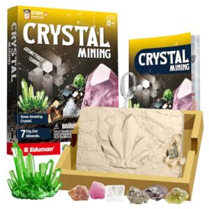 EDUMAN Gemstone Dig Kit - Crystal Growing Kit - Dig Up 7 Real Minerals