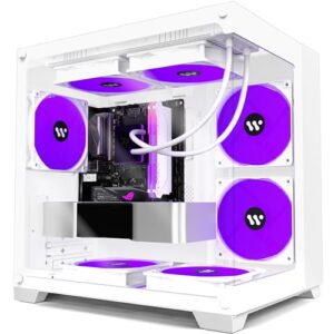ANSAITE Micro ATX Tower PC Case 4 PWM ARGB Fans Gaming PC Mini Case with 2*Tempered Glass