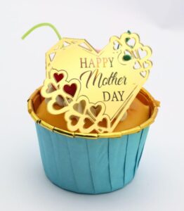 6x Mother's Day Acrylic Cupcake Toppers - Gold Acrylic Cake Decoration by 3 Little Desserts (Style 5 Gold)