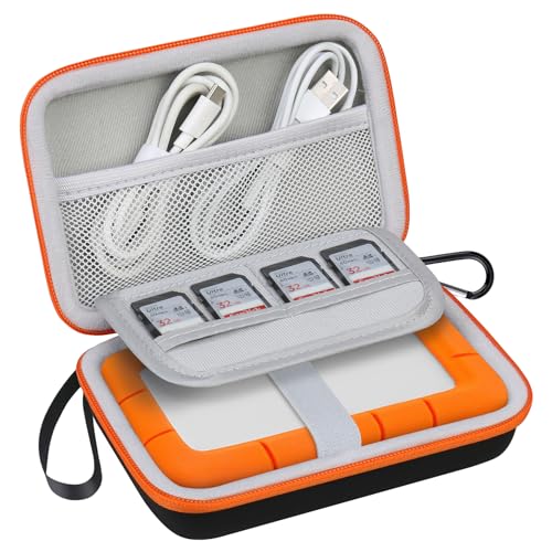 Lacdo Hard Drive Carrying Case for LaCie Rugged/Rugged Mini/Rugged Thunderbolt USB-C External Hard Drive Portable HDD LAC9000298 1TB 2TB 4TB 5TB EVA Shockproof Protective Bag