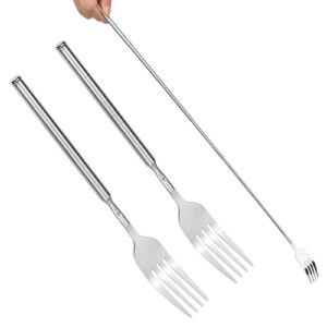 DRERIO 2 pcs Extendable Fork Telescopic Fork 22-64 cm Long Handle Fork Extendable Fork Prank