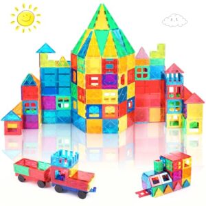 Kids Magnetic Tiles Building Blocks 110PCS Learning Construction STEM Toys Age 3 4 5 6 7 8 9 10 11 12 Year Old Gift for Boys Girls