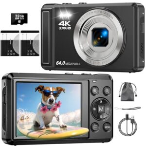 ZMOQNG Digital Camera 4K 64MP Autofocus with 32GB SD Card