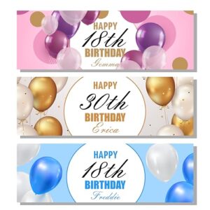 Personalised Birthday Banner for Men for Women For Girl For Boy 1st 2nd 16th 18th 21st 30th 40th 50th 60th 70th 80th customised with any name and age