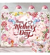 Pink Floral Photography Backdrop Women Birthday Decorations 7x5FT Flower Wall Background for Girl...