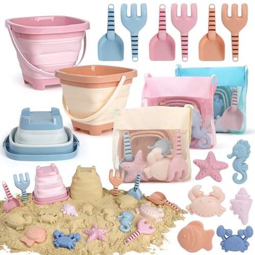 Dreamon Beach Sand Toys for Kids 18PCS Bucket and Spade Collapsible