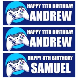 Personalised Boys Gamer Controller Birthday Banner Blue 3rd 4th 5th 6th 7th 8th 9th 10th 11th 12th 13th 14th 15th 16th Custom Party Banne
