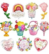 Mothers Day Decorations Party Balloons - Happy Mother's Day Banner Floral Mylar Foil Balloon Cake...