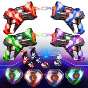 VATOS Rechargeable Laser Tag Guns Set of 4-2.4GHz Data SYNC Display Laser Tag Gun with Vest 4 Players