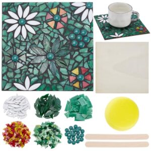 WEBEEEDY DIY Mosaic Tiles Coaster Kit Handmade Flower Theme Mosaic Coaster with Instruction for Adult Beginner Square Mosaic Handicrafts Mosaic Home Decoration St. Patrick's Day Gift(16cm/6.3 Inch)