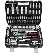 Faankiton 46PCS Socket Set, Quick Release Ratchet Wrench Set, Cr-V Metric Sockets Drive Socket Se...